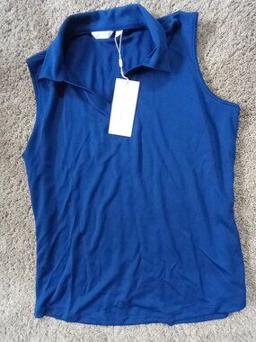 Womens Essential Sleeveless Golf Polo NAVY Large Lady Hagen